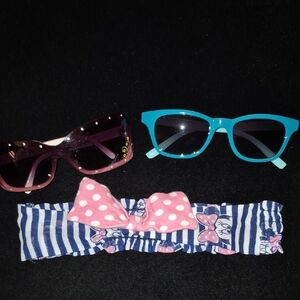 Girls DISNEY Headband  and 2 Pairs Of Sunglasses.